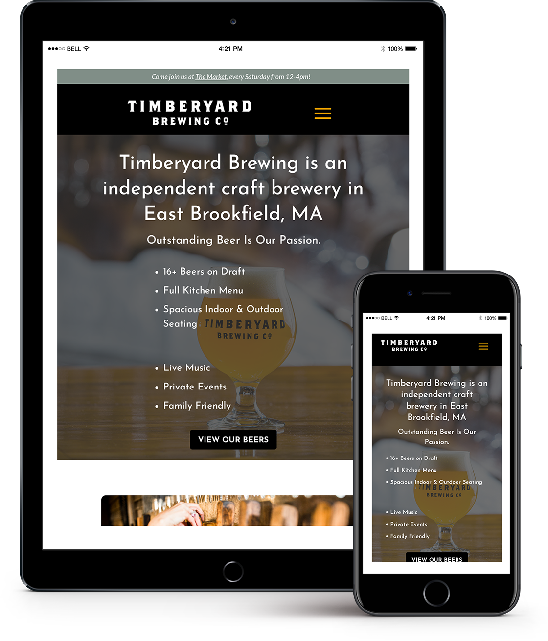 Timberyard Website mockup on Tablet and Mobile phone